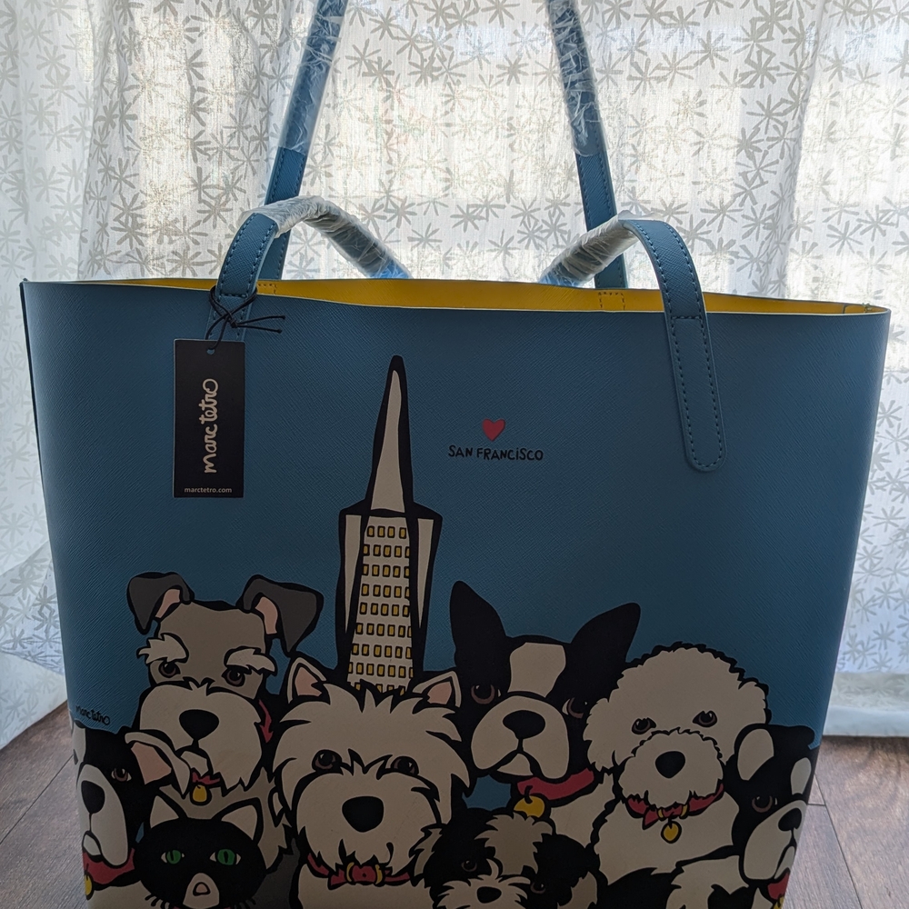 Blue Dog Print Tote Bag